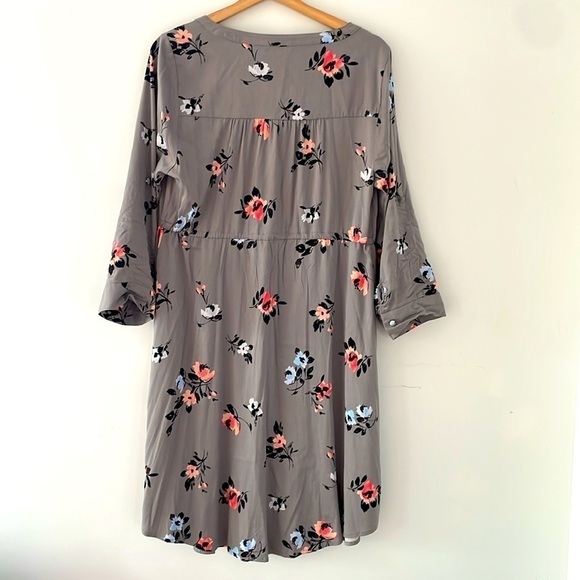 Torrid Floral Challis Zip Front Drawstring Shirt Dress Longsleeves Medium 10 - Picture 7 of 7